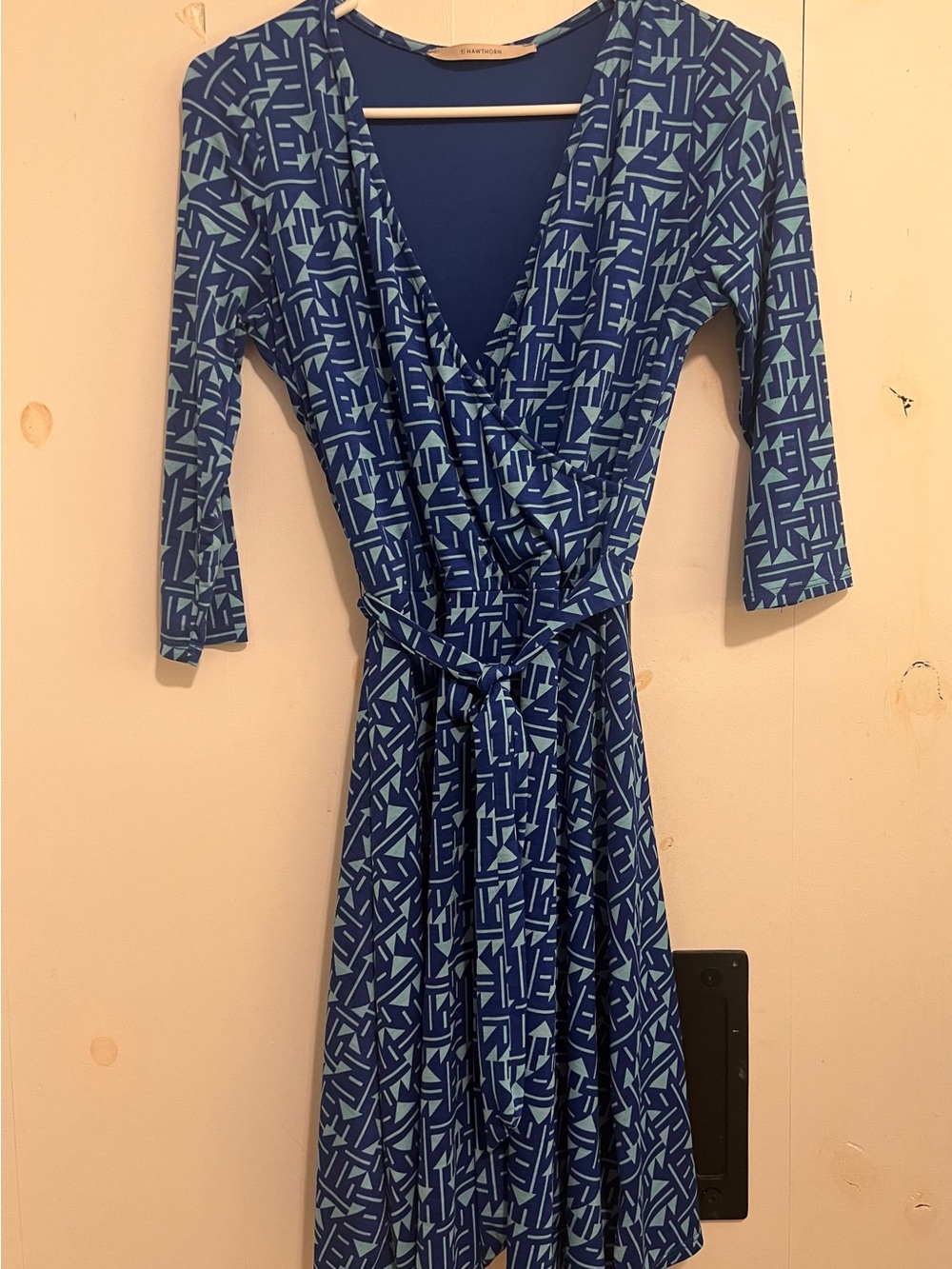41 Hawthorn Blue Geometric Wrap Dress